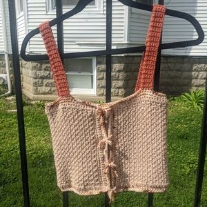 Handmade Crochet tie up tank top